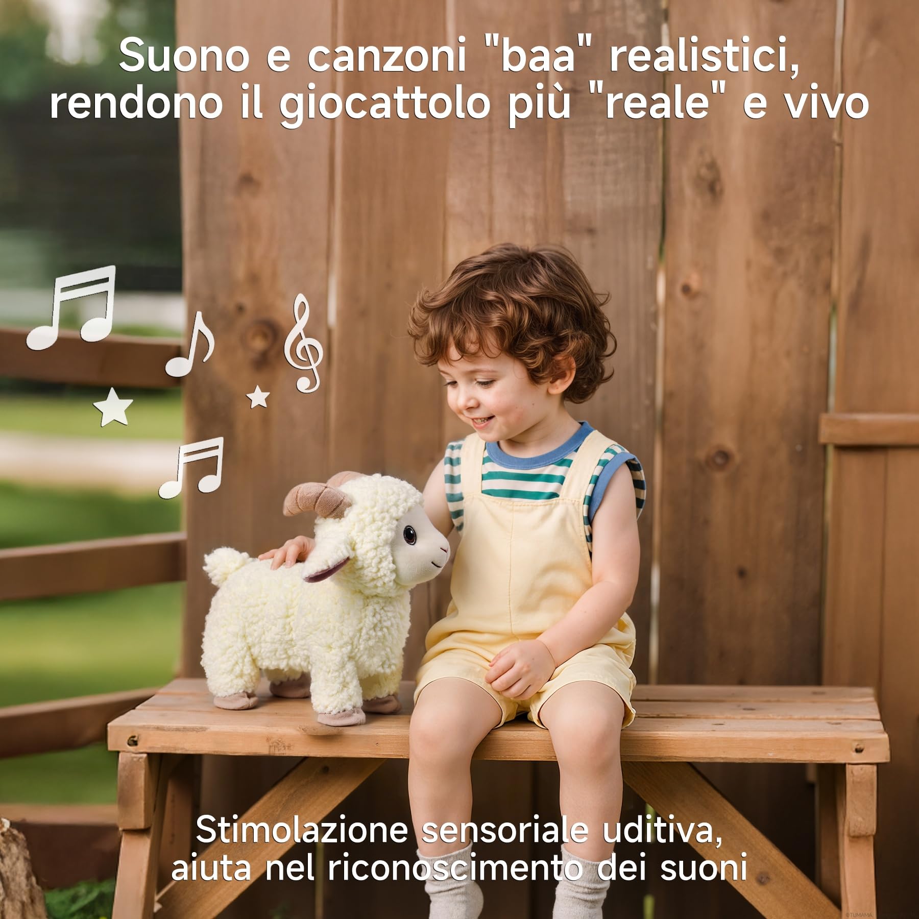 Pecora di Peluche che Cammina, Peluche Agnello con Telecomando Guinzaglio, Giocattolo di Peluche Elettronico Interattivo che Cammina, Canta, Bela e Scodinzola, Beee Realistico