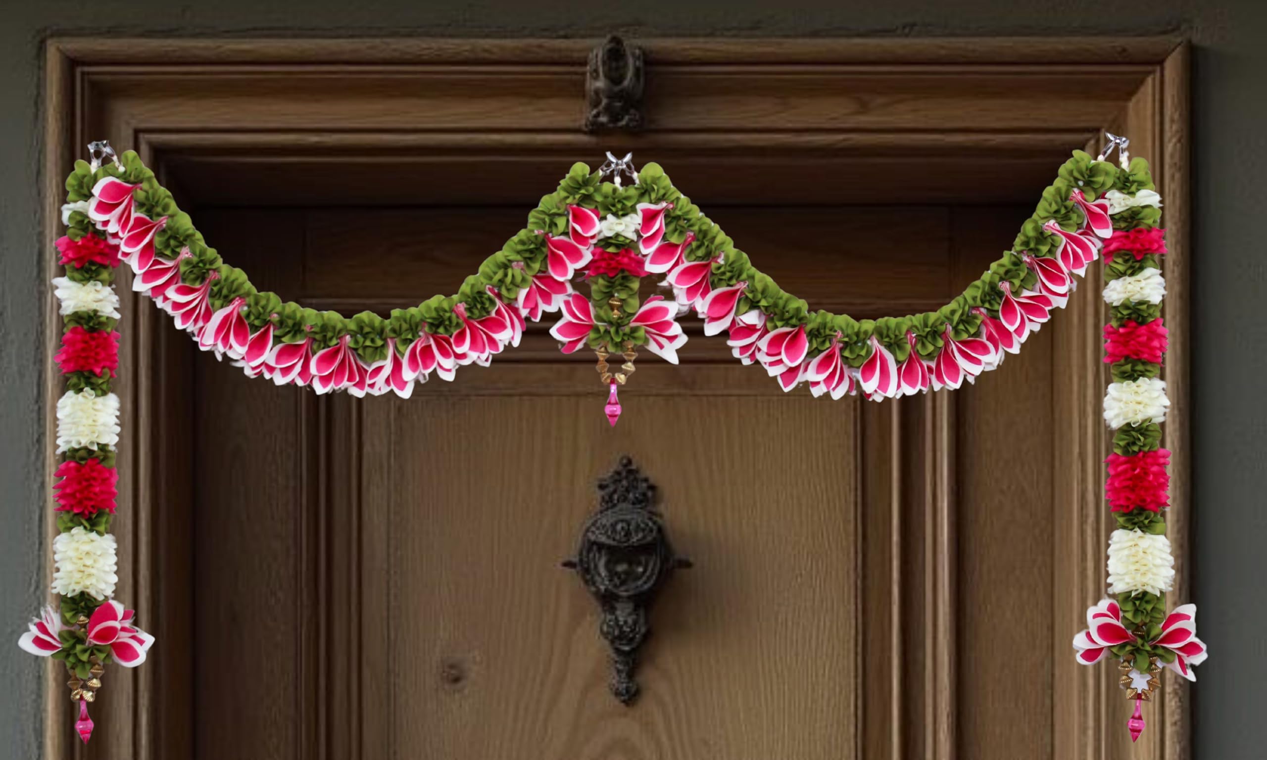 Daedal crafters Champa Door Set Toran for Main Door Entrance, Reusable Thoran for Mandir & Living Room Décor, Bandarwal for Festival Decoration, Flower Hanging for Home Décor (42x18 inch)