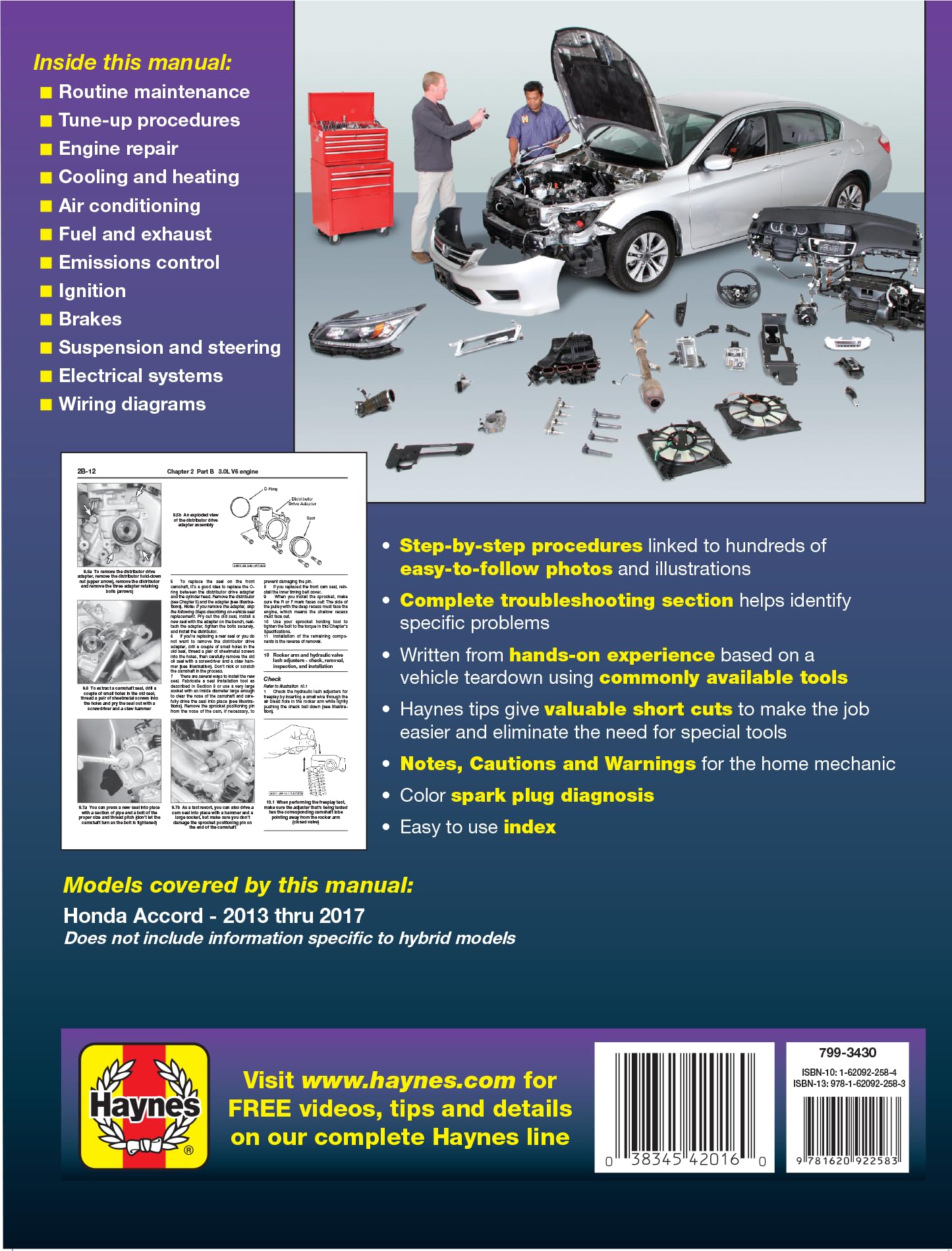 Amazon.com: Honda Accord (13-17) Haynes Repair Manual : Haynes