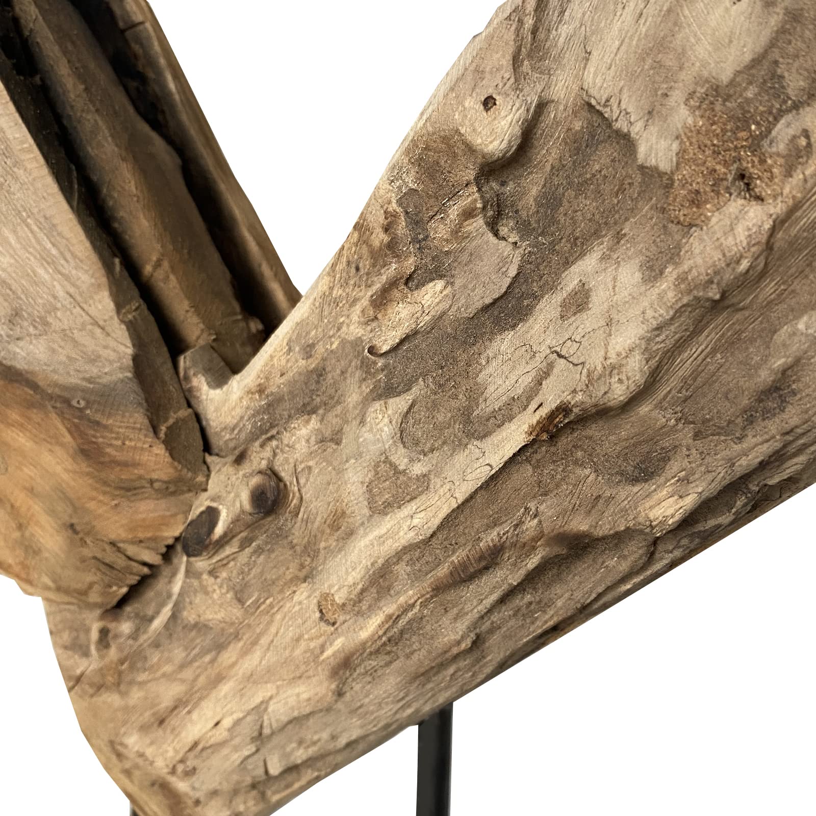 Teakholz Herz Skulptur auf Ständer 47x37 cm Vollholz Dekoherz