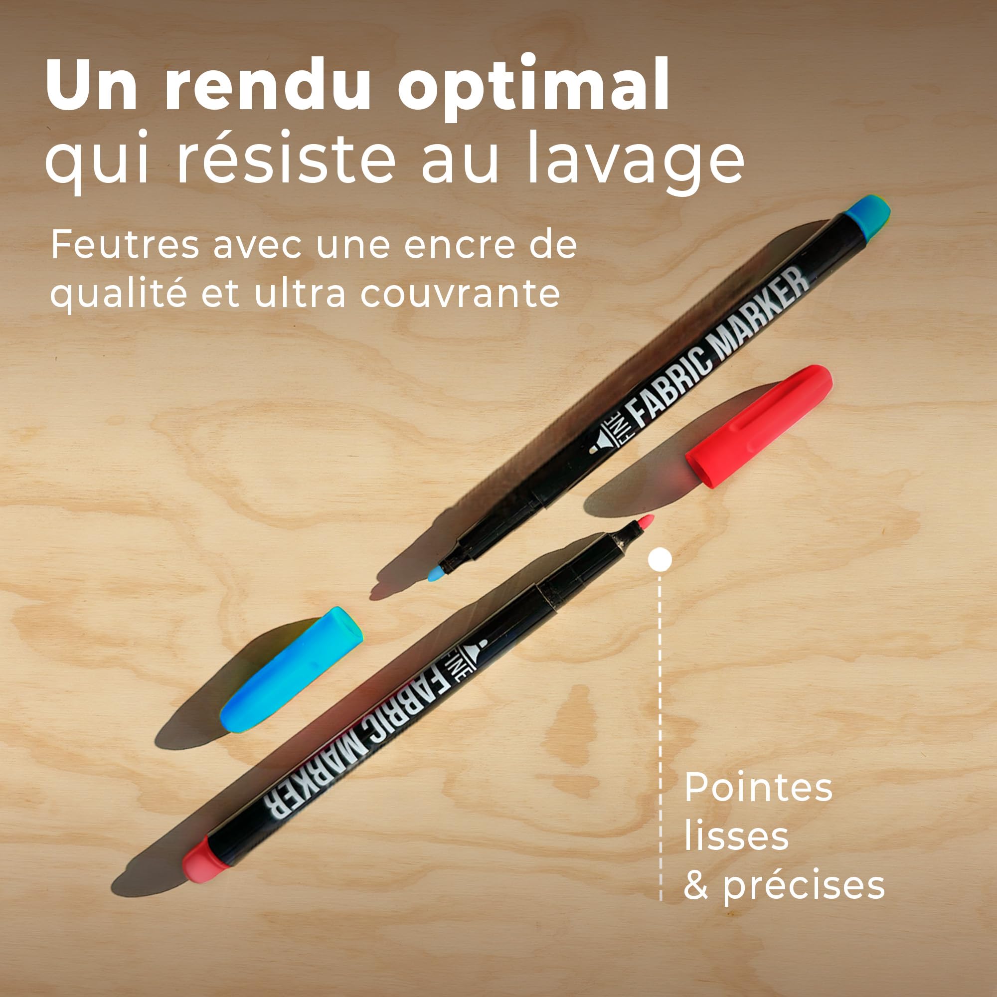 Image secondaire de DIYIDEA Feutres Textiles Permanents Multicolores - 20 Marqueurs Non Toxiques pour Tissus