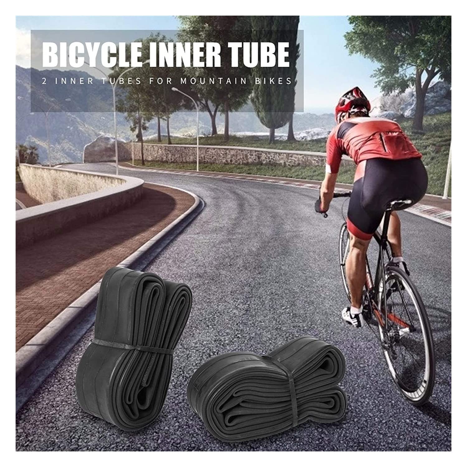 Dętka rowerowa, 2 sztuk/zestaw dętka zawór opony rower MTB AV opona guma butylowa pył przenośny części rowerowe (26x1.75)
