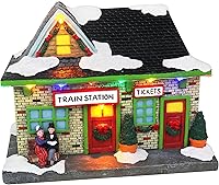 Vista 13 de Christmas Village - Estación de bomberos animada, edificio coleccionable de aldea musical de nieve preiluminada, complemento perfecto para tus