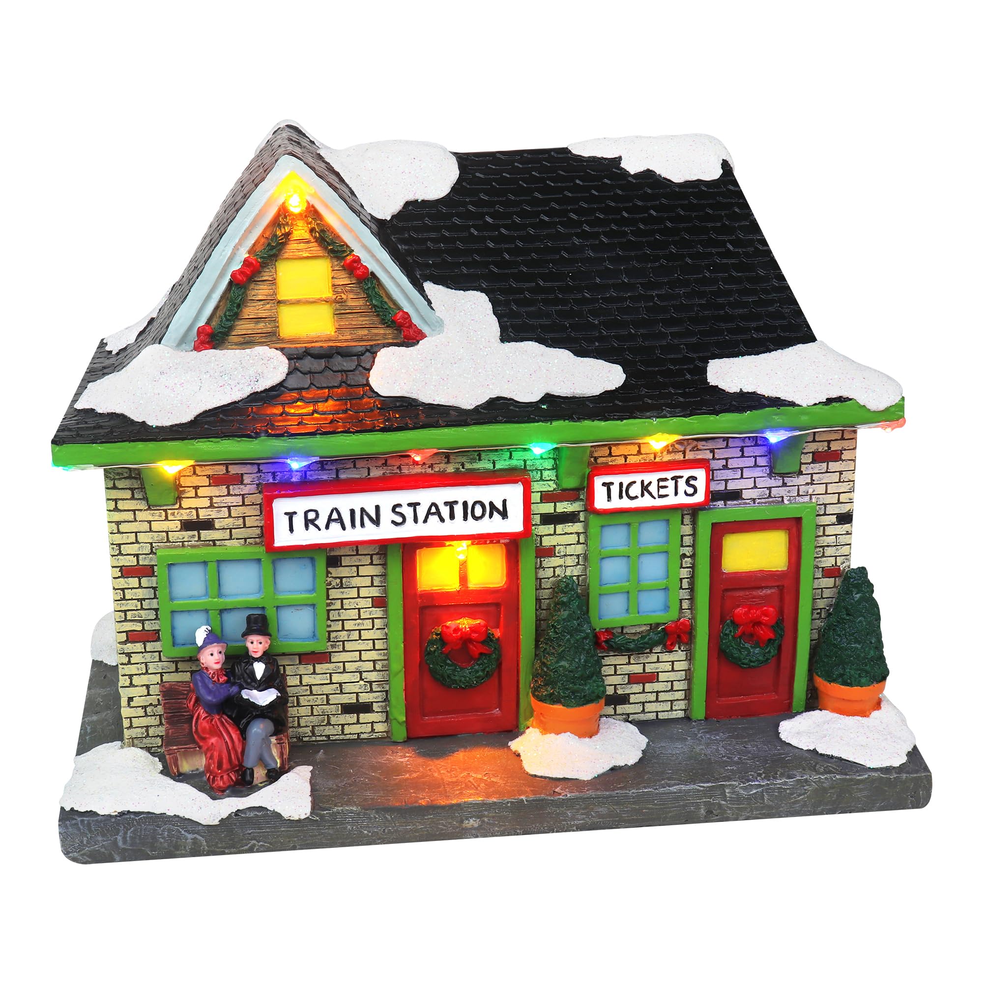 Top Treasures Christmas Village Tabletop Train Station - collectible buildings and accessories | Mubboo