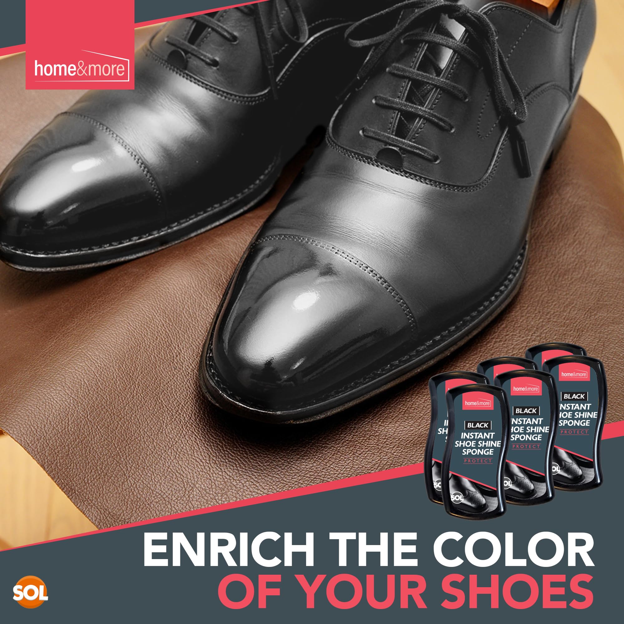 SOL Crosby Lot de 6 éponges de cirage instantanées Noir | Cirage à chaussures noir, cirage noir | Éponge Express Shine pour chaussures en vinyle et cuir noir | Brillance instantanée pour vinyle,