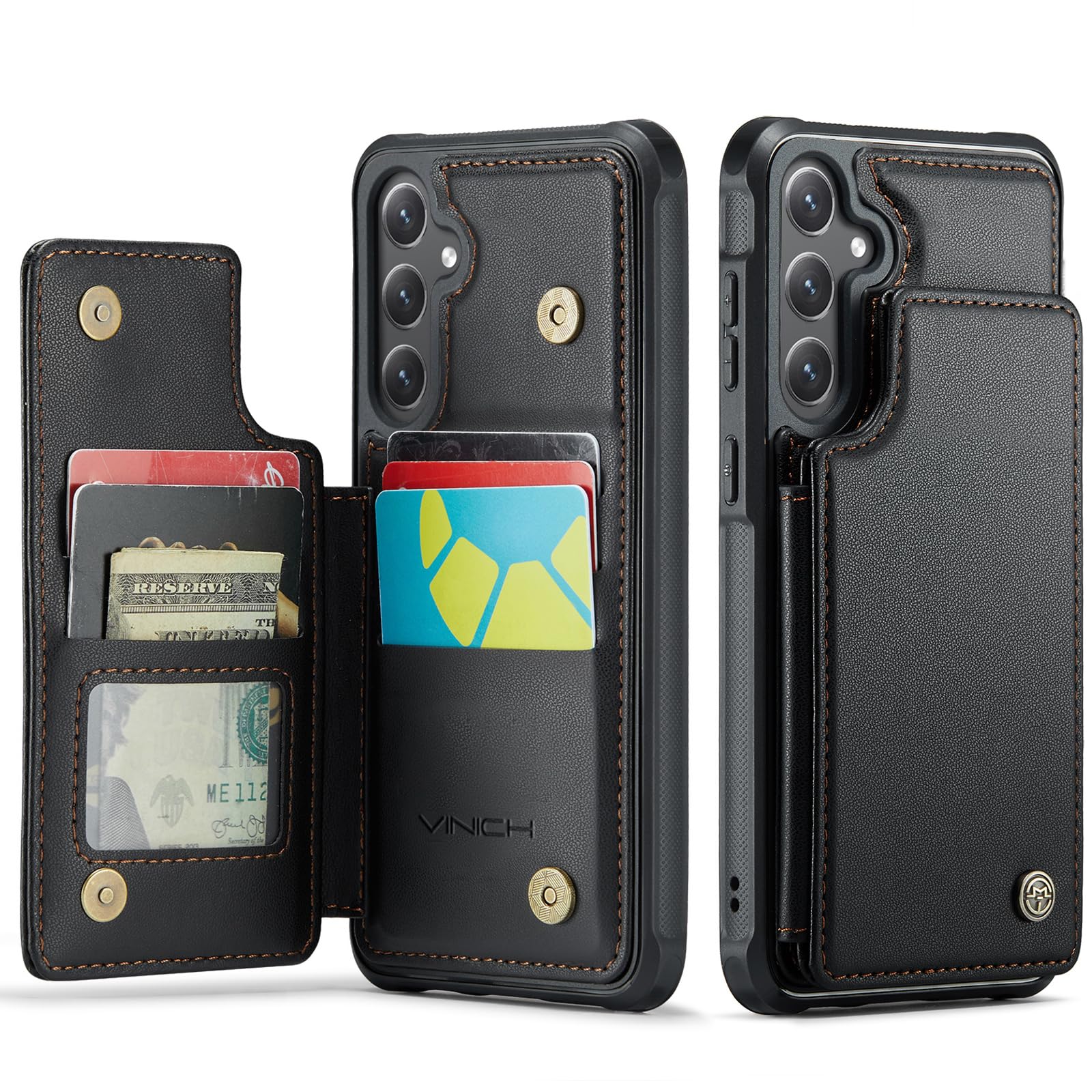 Photo 1 of Vinich for Samsung Galaxy S24 Plus Wallet Case with Card Holder, RFID Blocking Credit Slots Kickstand Shockproof Phone Cover Fit for Galaxy S24 Plus 6.7" Black