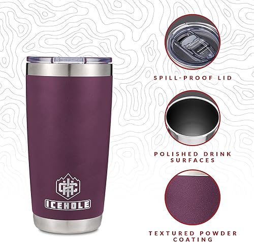 Miniatura 9 de ICEHOLE Vaso de 20 onzas con tapa y popote a prueba de fugas  Taza de café aislada al vacío de acero inoxidable  Taza de viaje a prueba de sudor con