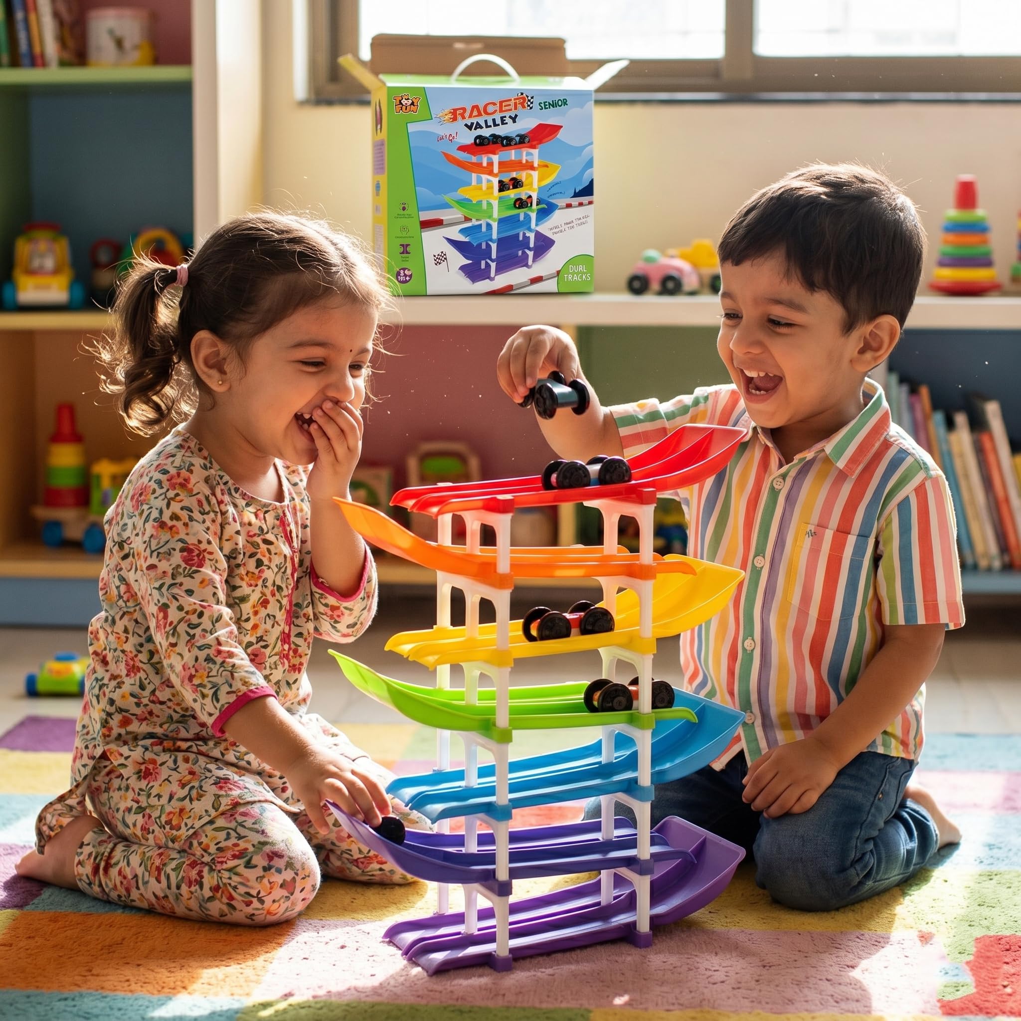TOY FUN Racer Valley Car Ramp - Double Racing Tracks! -10