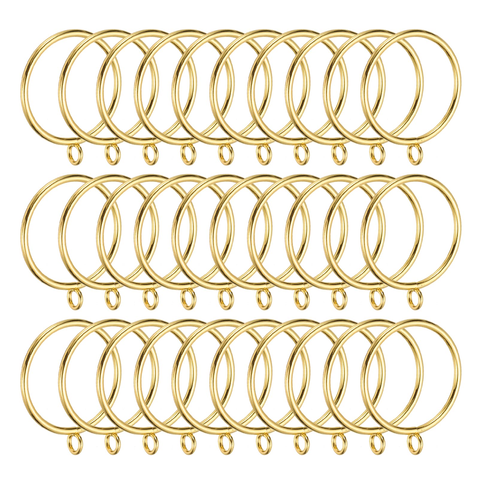 PATIKIL 2 Inch Inner Dia Curtain Rod Rings with Eyelets, 30 Pcs Metal Drapery Ring for Curtain Rods Hoop Pins Gold Tone