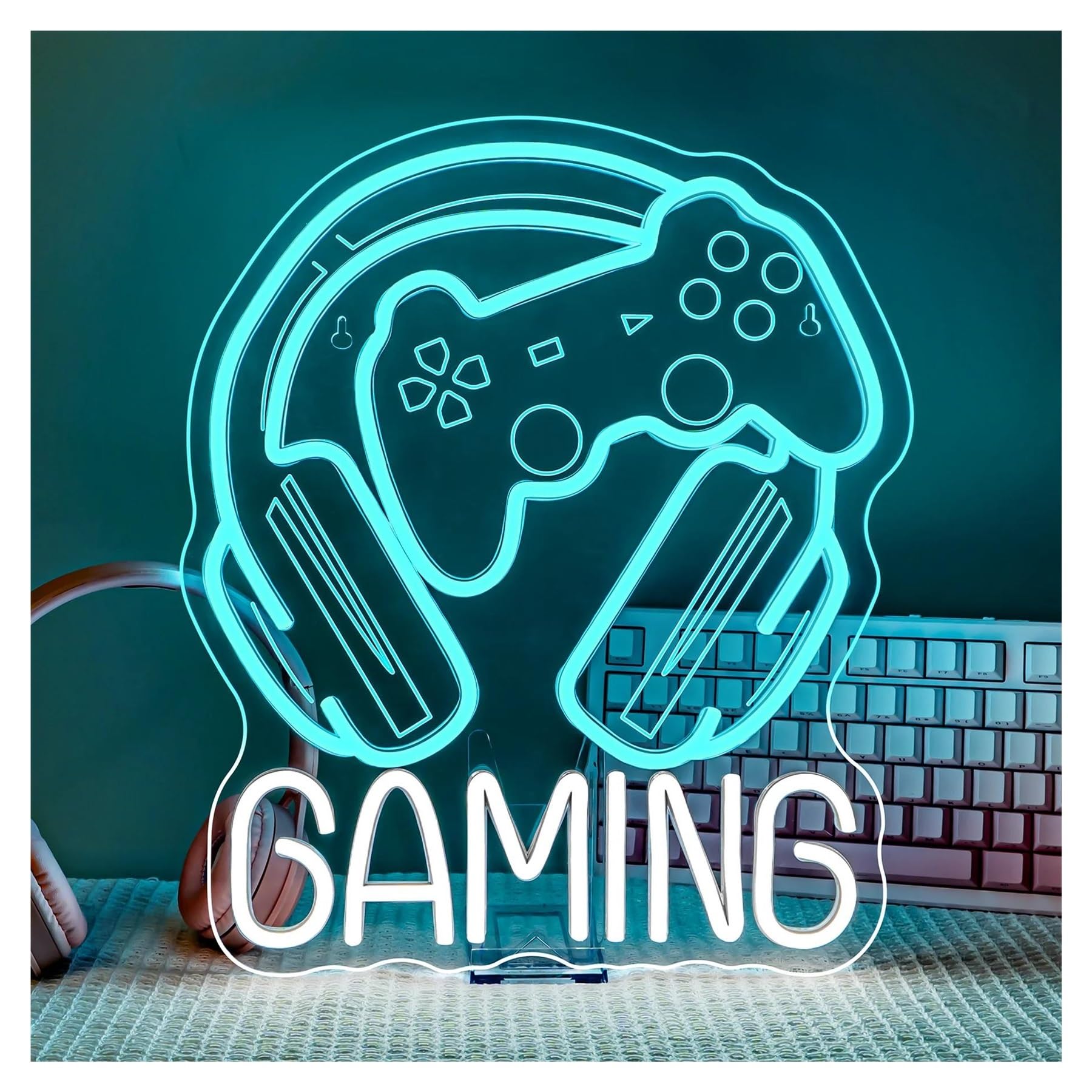 Décor Mural Lumière Enseigne Néon Gaming À LED, Intensité Variable, Pour Salle De Jeux, Salle Vidéo, Chambre De Garçon, Décoration Murale, 42.55cmx36.8cm