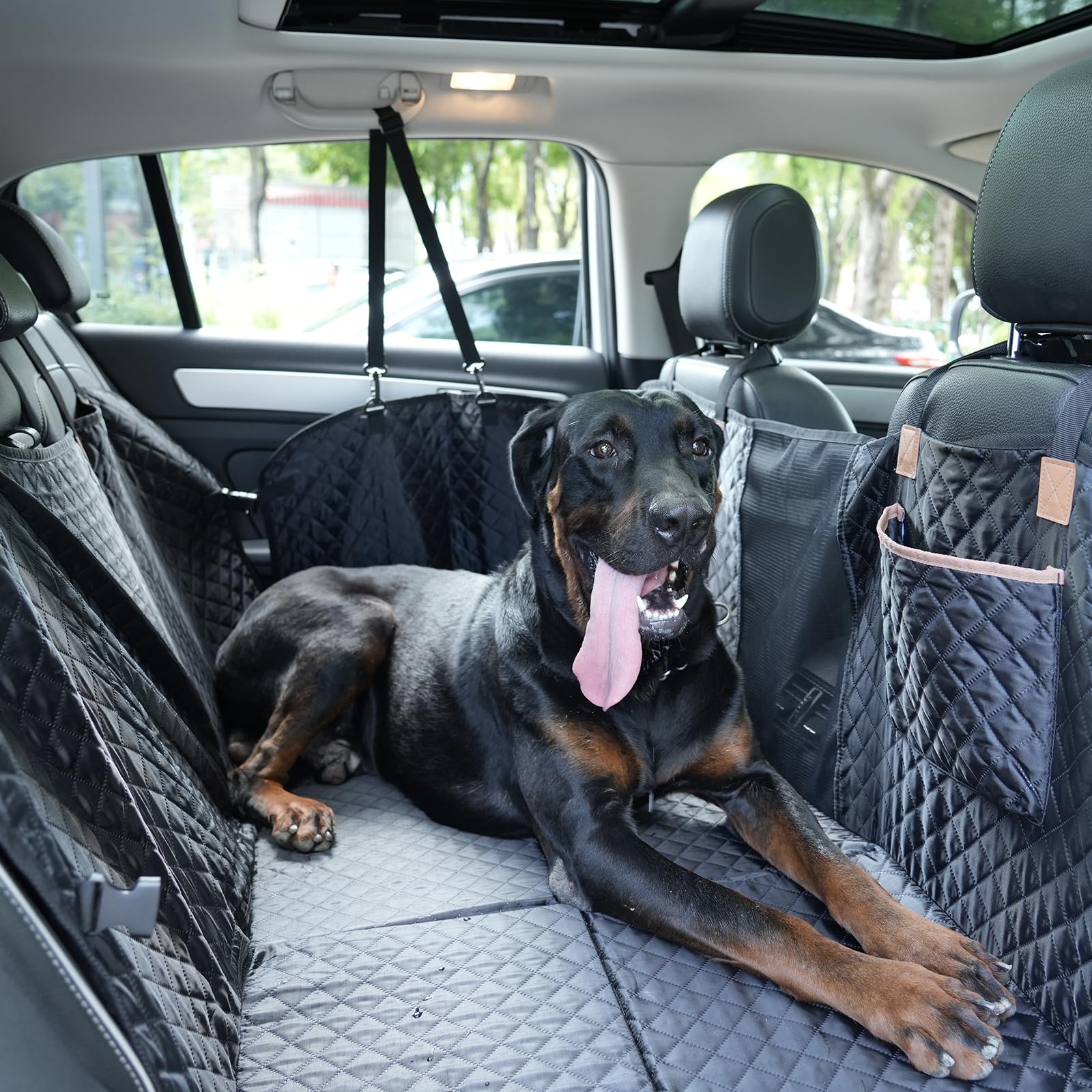 Lekeinchi Protection Voiture Chien Siege Arriere, Housse Voiture Chien avec Base Rigide Résistant Aux Rayures Imperméable, Housse Siege Voiture Chien Tapis Convient à Tous Les Types de Voitures, Noir