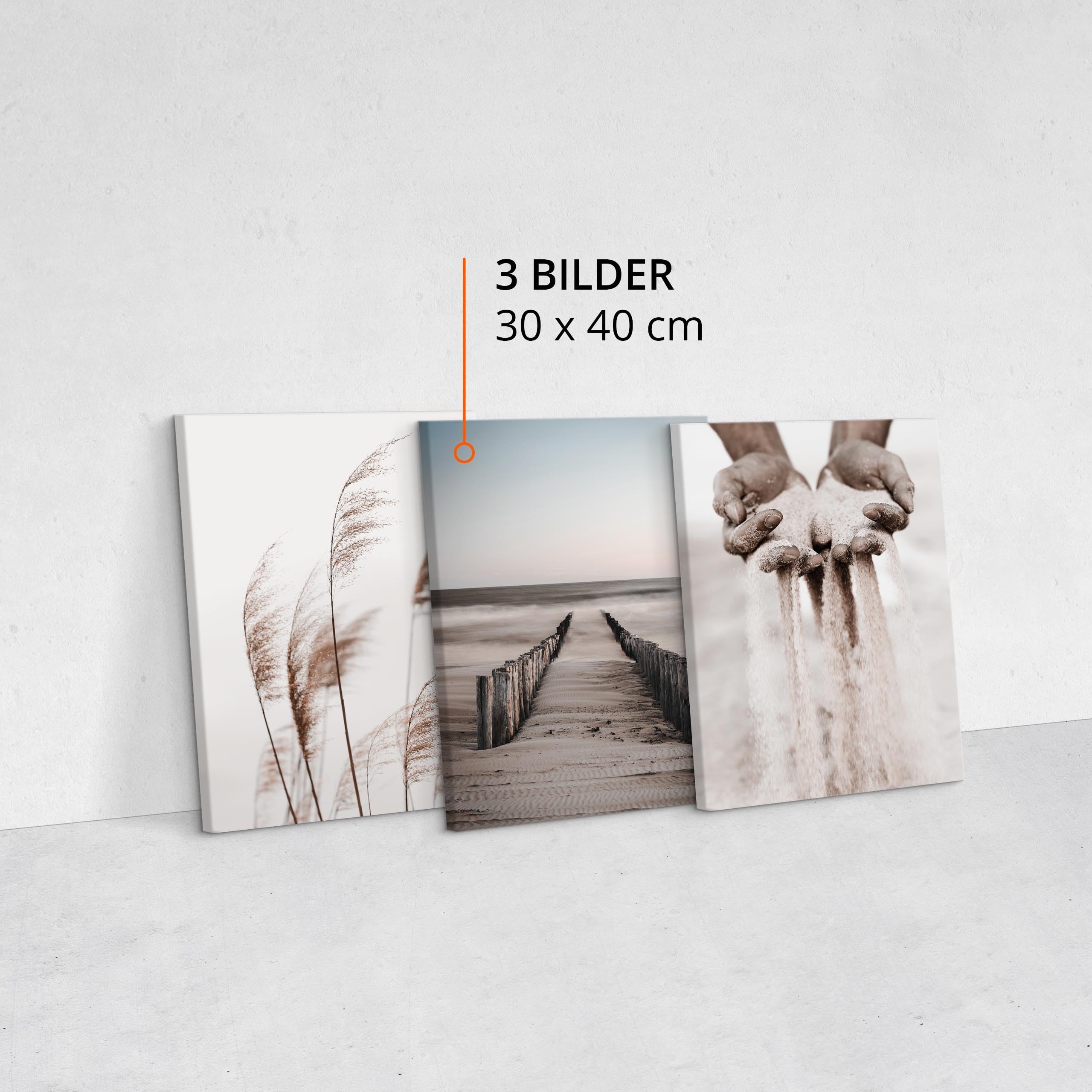 Muralo Set Di 3 Quadri Su Tela Boho Beige 30x40 Cm – Stampe Moderne Pronte Da Appendere Per Soggiorno, Camera Da Letto, Ufficio