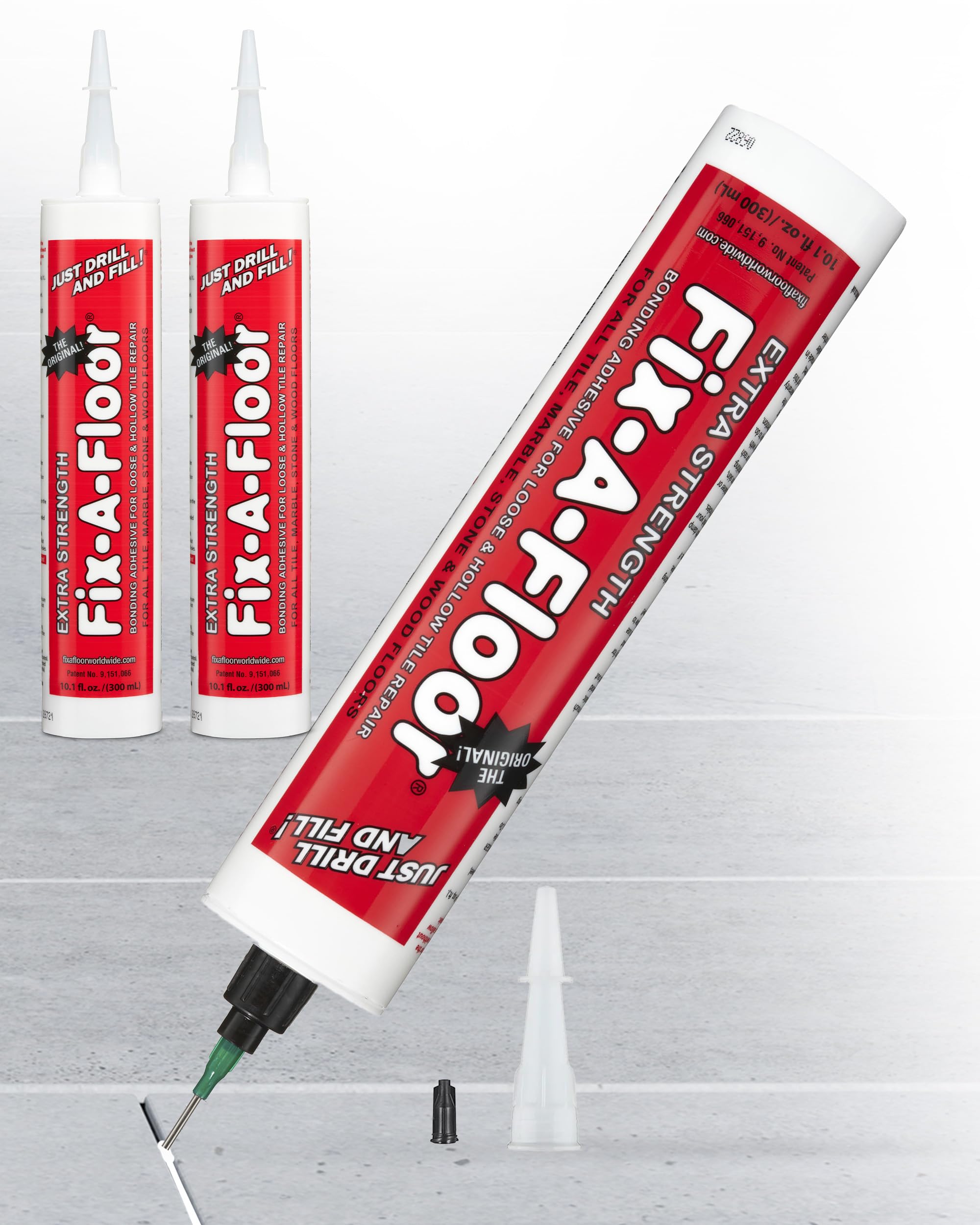 Fix A Floor Extra Strength Floor Tile Adhesive & Micro Precision Kit – 3-Pack Vinyl Floor Adhesive for Hollow Spots, Laminate, Creaking Wood & More – Versatile Injector Solution, 300ml Tube