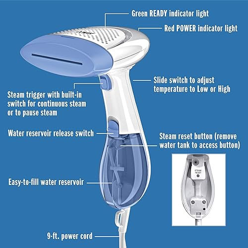 Miniatura 6 de Conair ExtremeSteam - Vaporizador de tela de mano con doble calor blancoazul