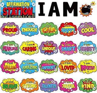 Frienda Affirmation Station Bulletin Board Set Motivational Posters Classroom Mirror Growth Mindset Decor I Am Positive Affirmations Accents Cutouts School Office Home(Hero)