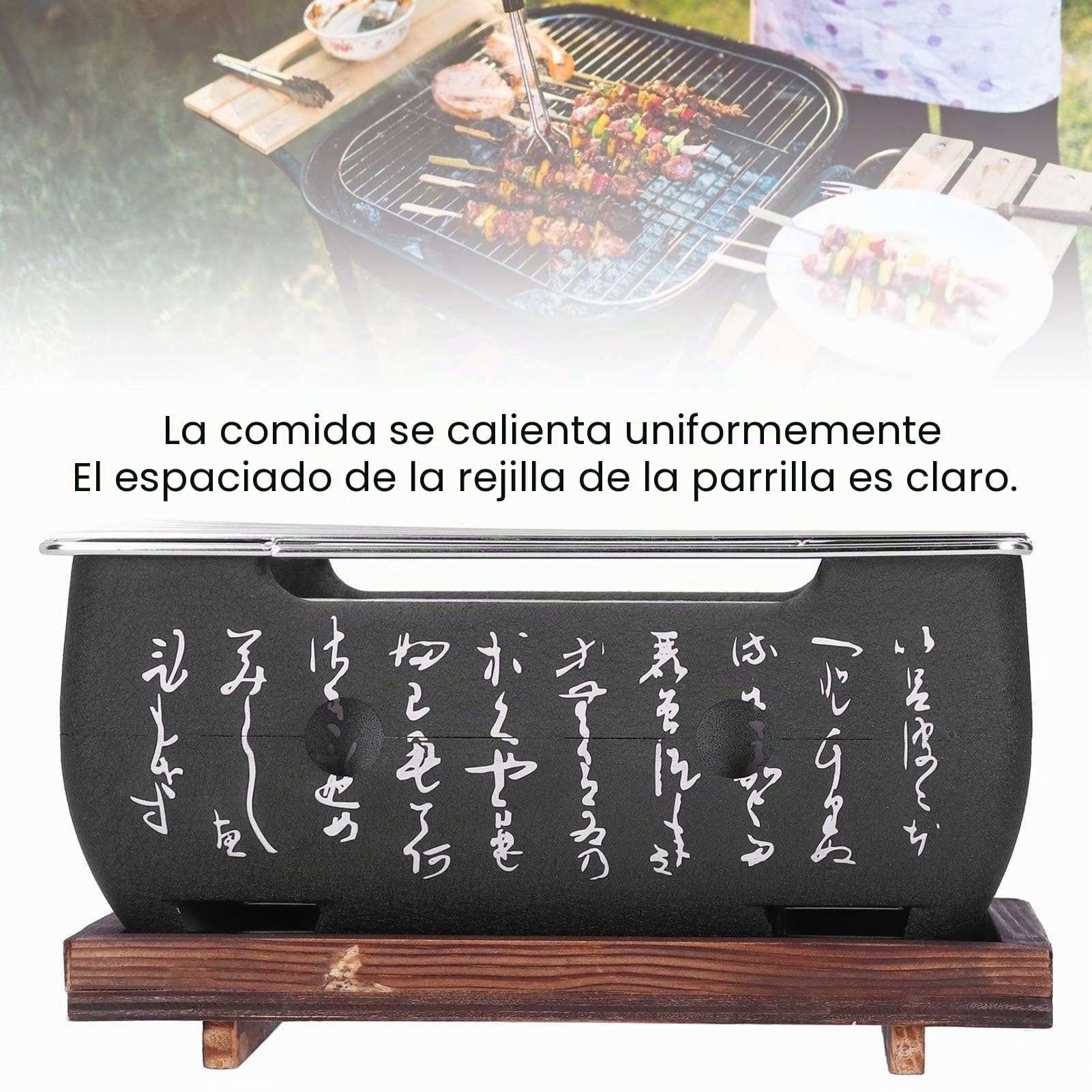 Barbacoa de mesa de carbón vegetal, pequeña barbacoa japonesa, portátil, camping, pícnic, mini barbacoa de carbón vegetal, para exterior, balcón, terraza, camping, jardín, 13,5 x 13,5 x 24,6 cm