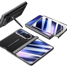 Case for Huawei Pura X Max, Built-in Screen Protector, Camera and Hinge Protection, Creative Stand, Leather Drop-Proof Phone Case Black