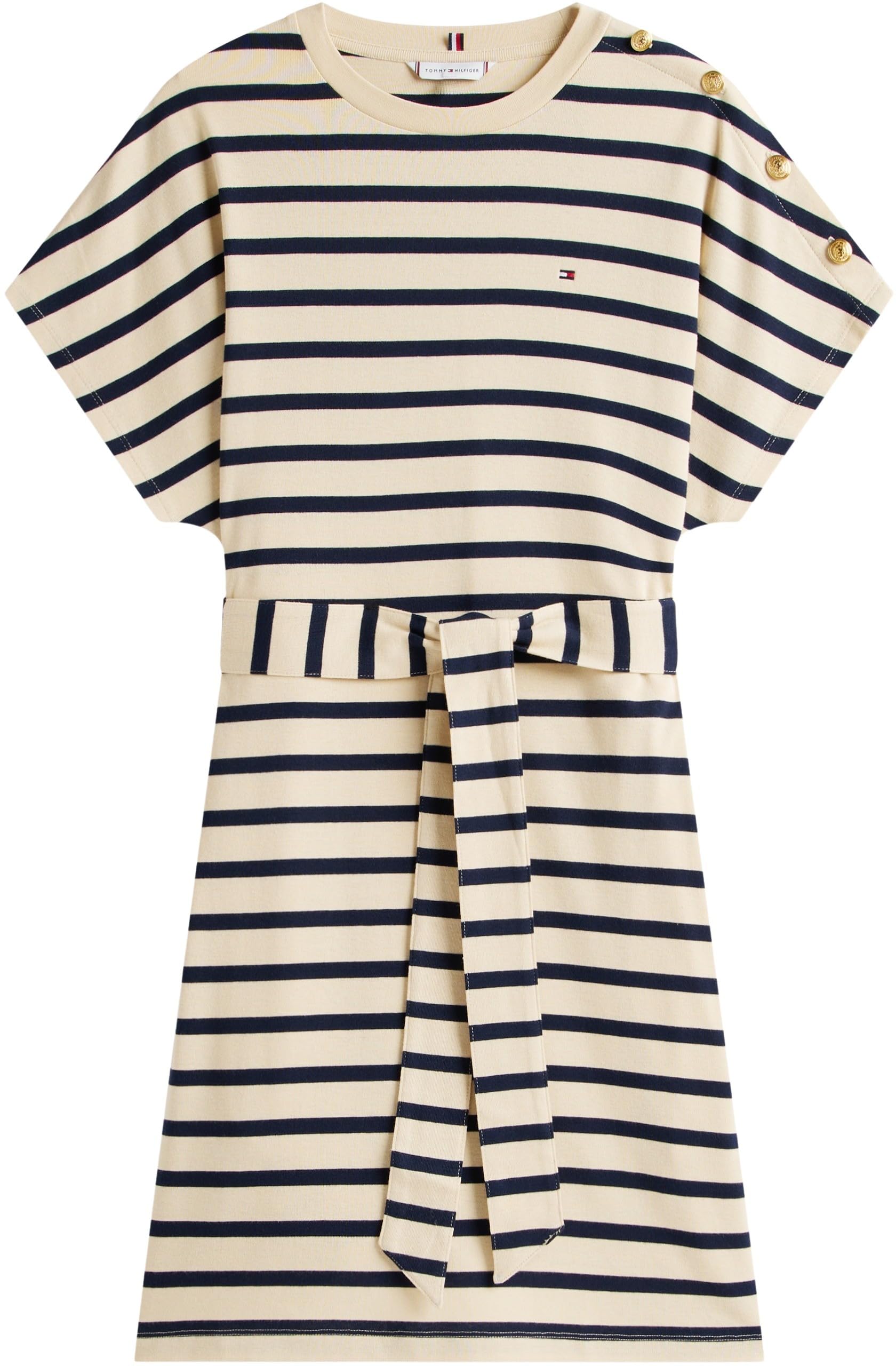 Tommy Hilfiger Damen Kleid Gold Button Jersey mit Gürtel