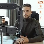 GVM Anneau lumineux LED 5600K, Lumière selfie, Rig vidéo pour smartphone et stabilisateur vidéo pour caméra, smartphone, maquillage, configuration YouTube, autoportrait avec Bluetooth