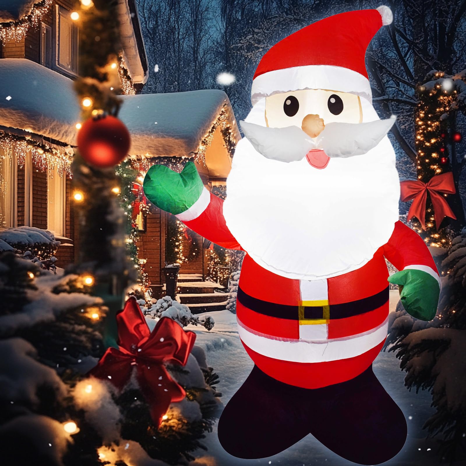 Amazon.com: Mimi Funn 4FT Christmas Inflatable Santa Claus Raises his ...