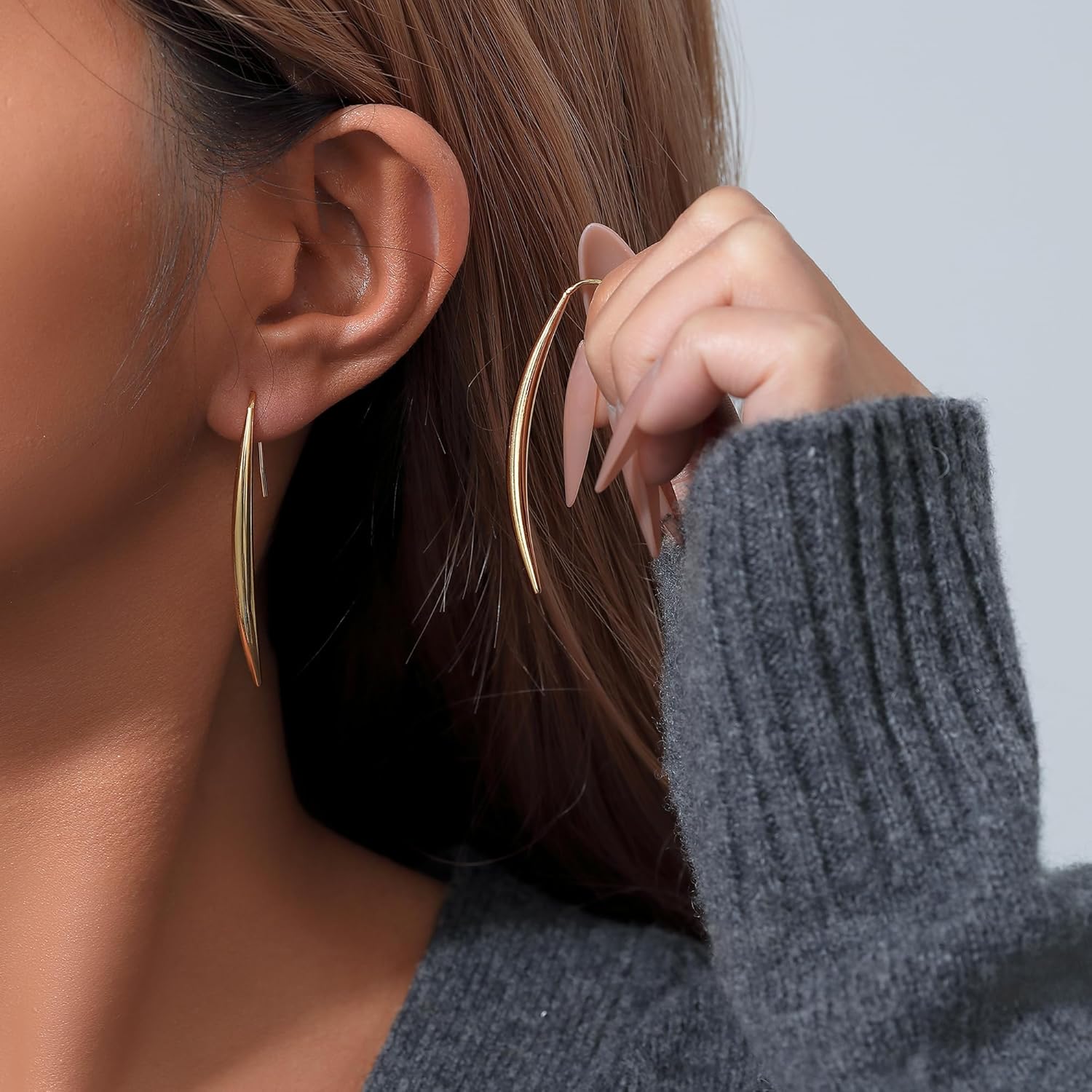 Long Dangle Drop Earrings 14K Gold/White Gold Plated Dangling Earrings for Women Simple Chic Statement Earrings - Image 4