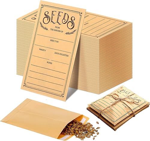 WNJ 150 sobres de ahorro de semillas, sobres autoadhesivos resellables de semillas, 4.7 x 3.1 pulgadas, organizador de sobres vintage de semillas