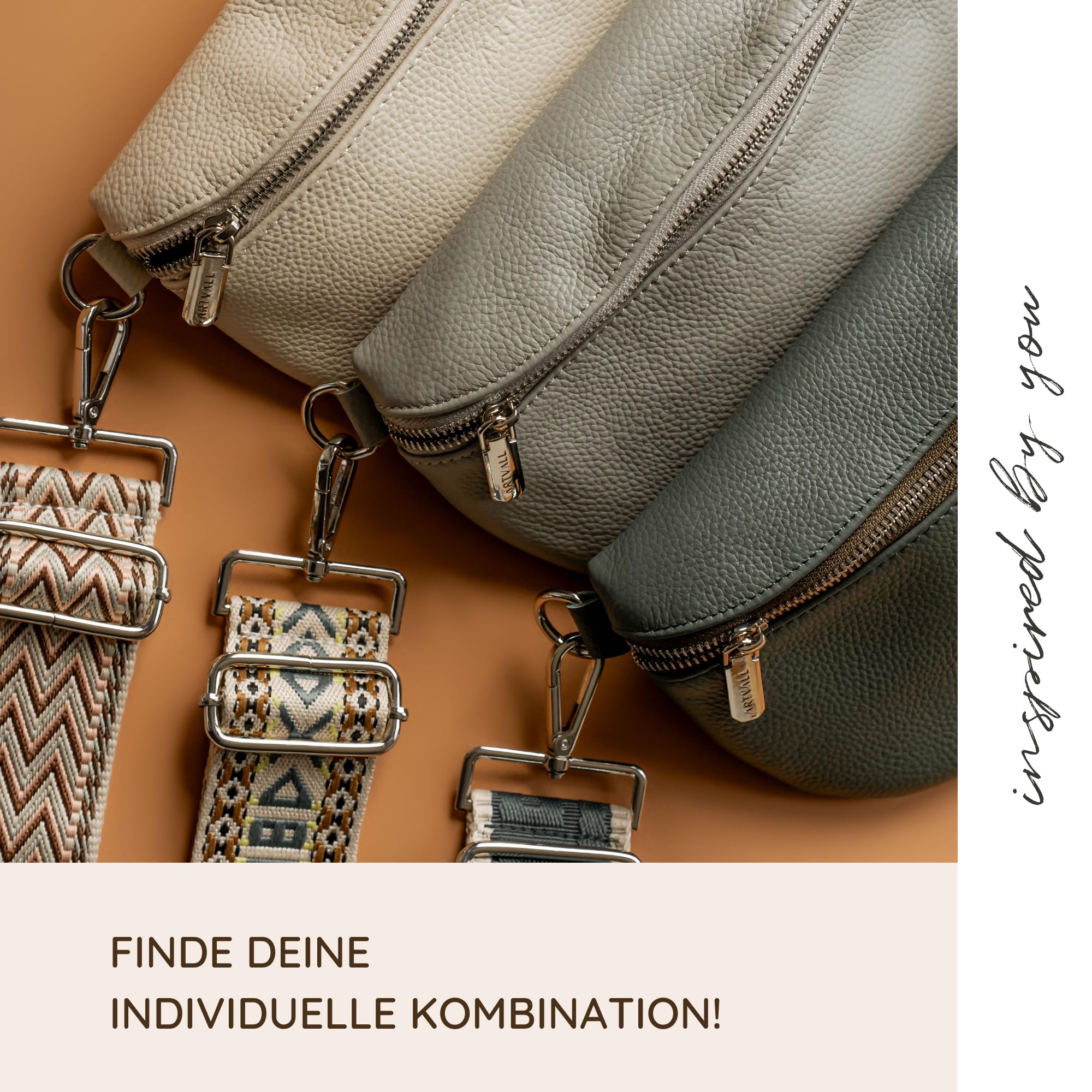 Umhängetasche Echtleder Tasche Handtasche Leder Bauchtasche Klein mit Schultergurt Design Taschenband abnehmbar verstellbares Riemen Crossbody Bag Echt Ledertasche Damen mit Reißverschluss