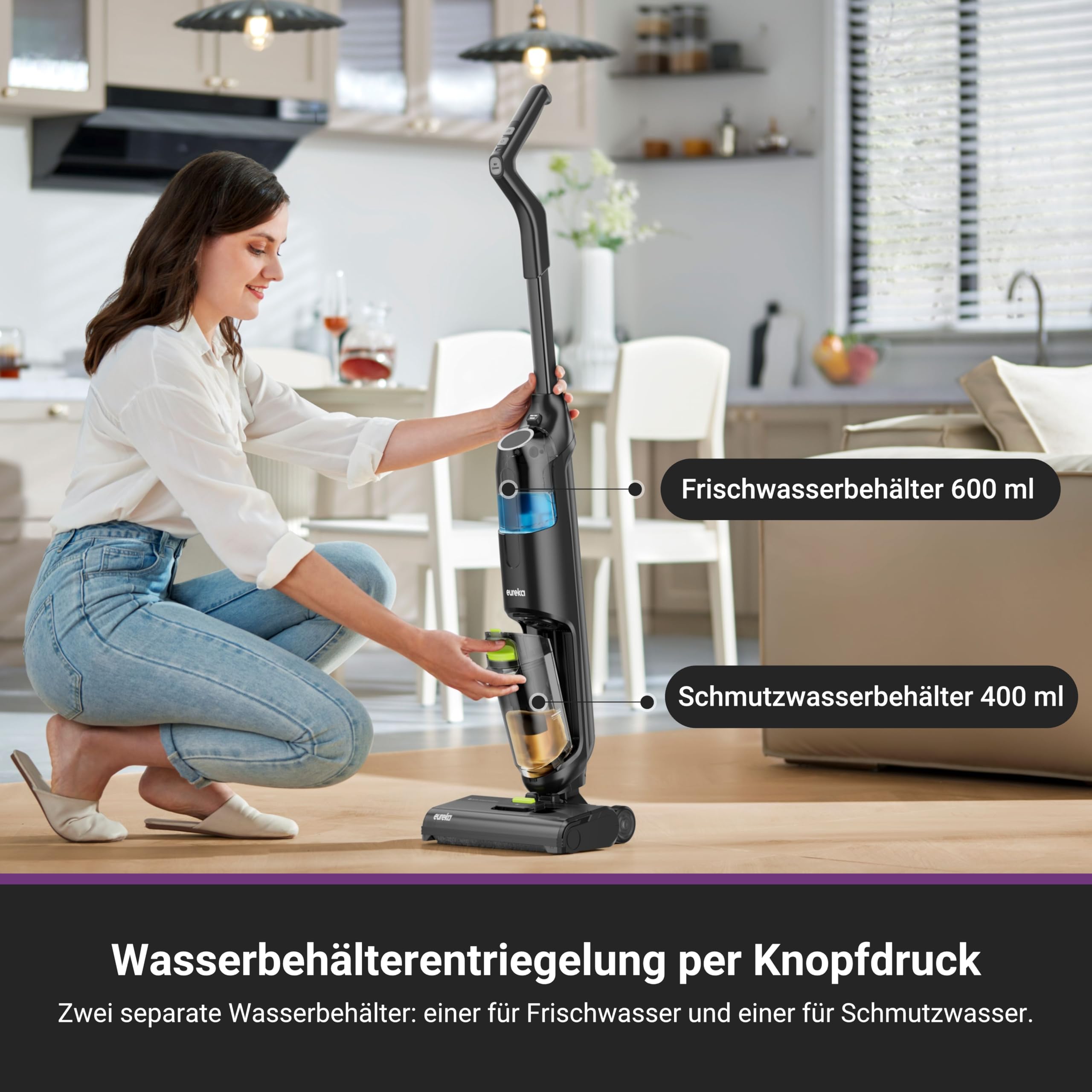 Eureka NEW400 Gen2, Nass-& Trockensauger, Selbstfahrender Nass- und Trockensaugervereinfacht, Staubsauger mit Wischfunktion, Saugwischer