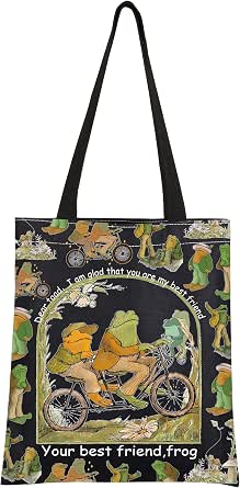 Tote Bag In Tela Con Stampa Rana E Rospo – Regalo Fan Frog & Toad – Merchandising Cottagecore - 5
