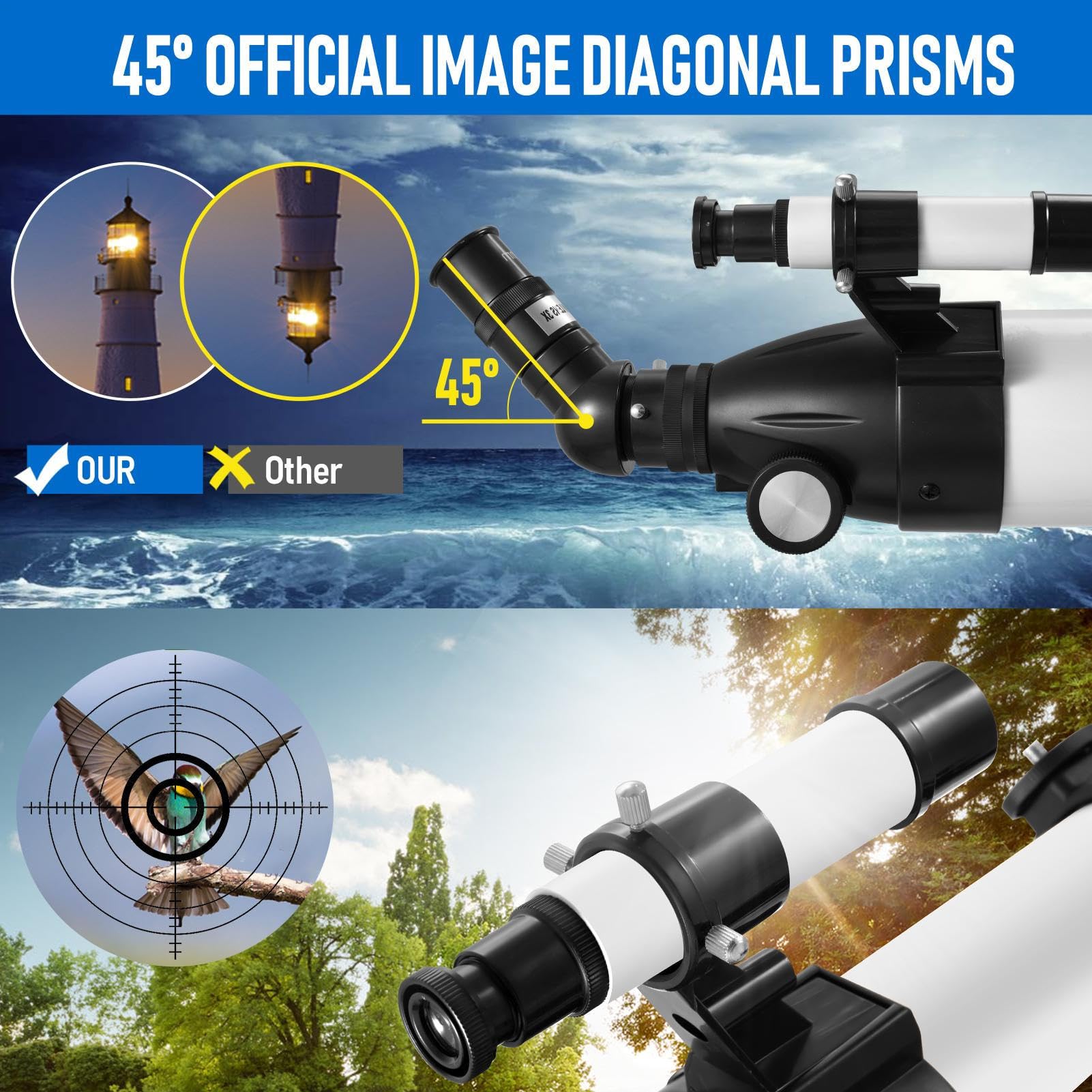 Telescopio de Alta Potencia, telescopio de Longitud Focal de 900 mm para niños, Aumento 36X-675X, telescopios catadióptricos portátiles para astronomía, Principiantes, observación del Planeta