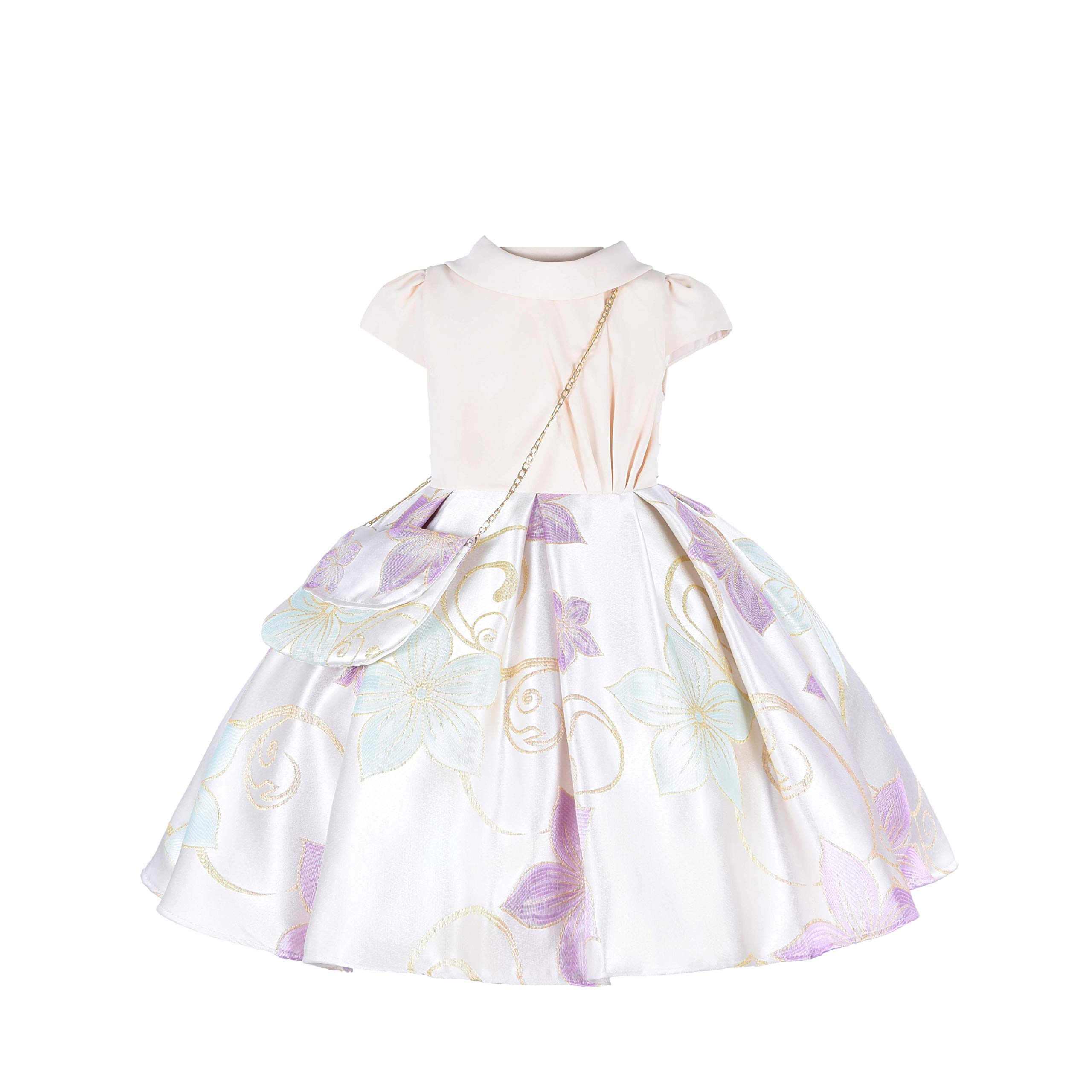 Cosplay Life Elegant Flower Dress for Girls Young Adult Fashion Bow Flower Waistline Kids Party Festival Ages 5-9 Years Old (Pink, 7yrs) — view 4