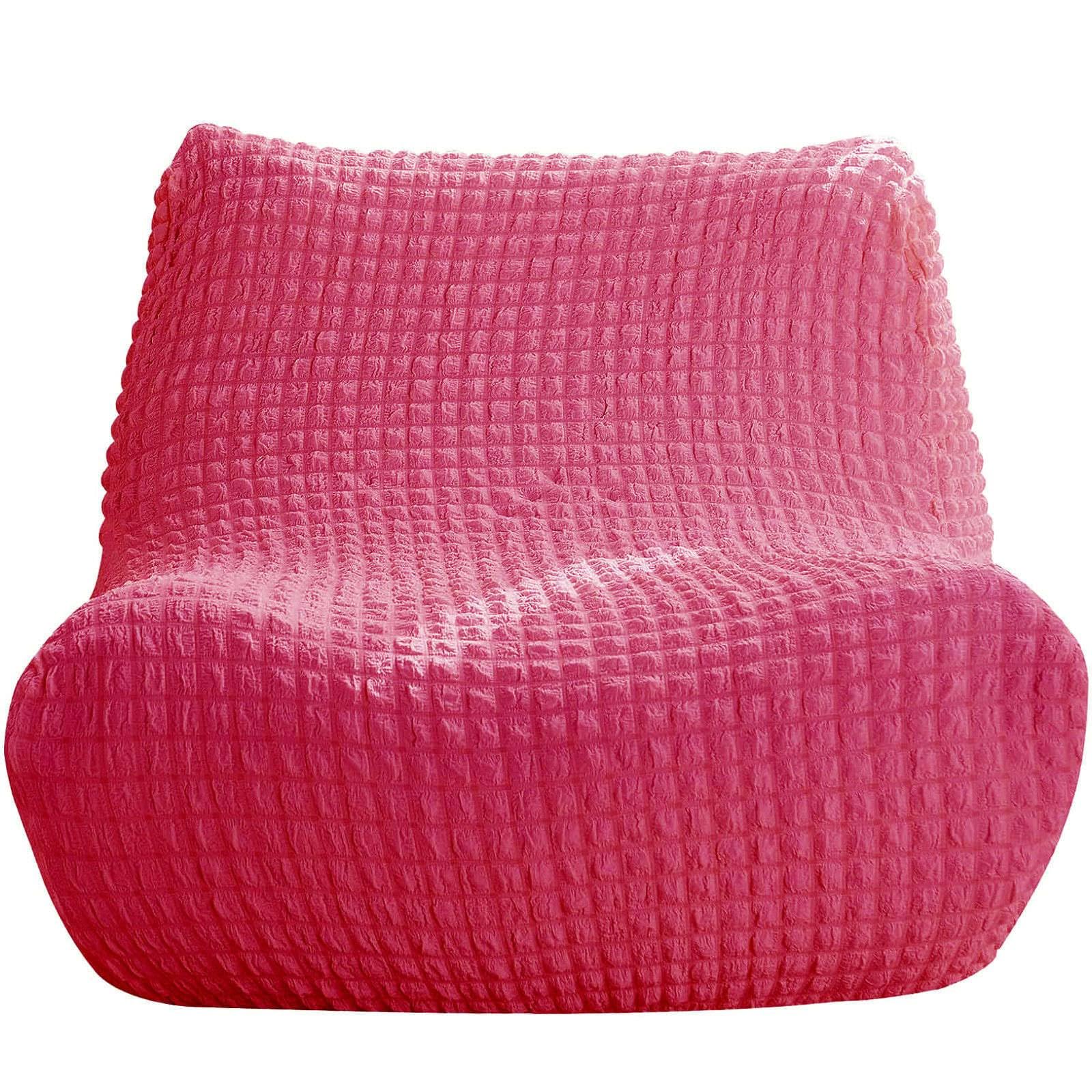 ZRCYXDW Single Seated Lazy Floor Sofa Cover, Stretch Fireside Chair Cover Seersucker With Elastic Bottom Armless Floor Sofa Couch Cover Washable For Living Room Bedroom-rose red-1 Seater