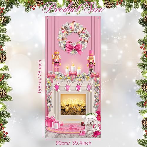 Miniatura 10 de Buryeah Decoración de puerta de Navidad, cubierta de puerta de chimenea, cubierta de cascanueces de Navidad, telón de fondo, fondo de cabina de