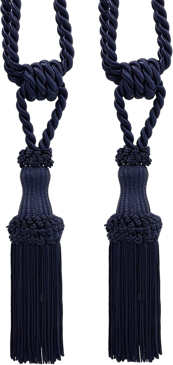 DÉCOPRO Decorative Chainette Curtain & Drapery Tieback Tassel Length 5" (12.5cm) 30" Spread (76cm) (Style# STB) Cherry Red #E6 (Bright Red) Set of 2