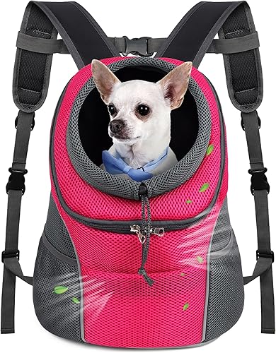 WOYYHO - Morral para llevar cachorros, perros pequeños, gatos y conejos con la cabeza afuera, transpirable