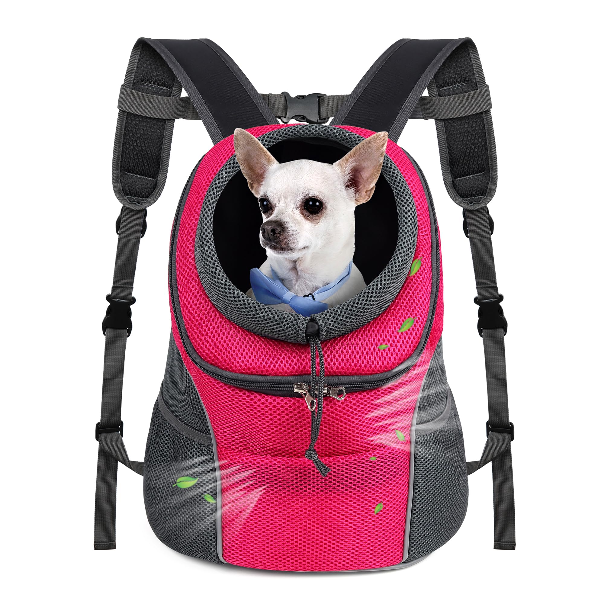 WOYYHO Pet Dog Carrier Backpack Small Dog Front Backpack Ventilated Dog Carrier Back Pack with Storage Pockets, Adjustable Straps & Safety Belt for