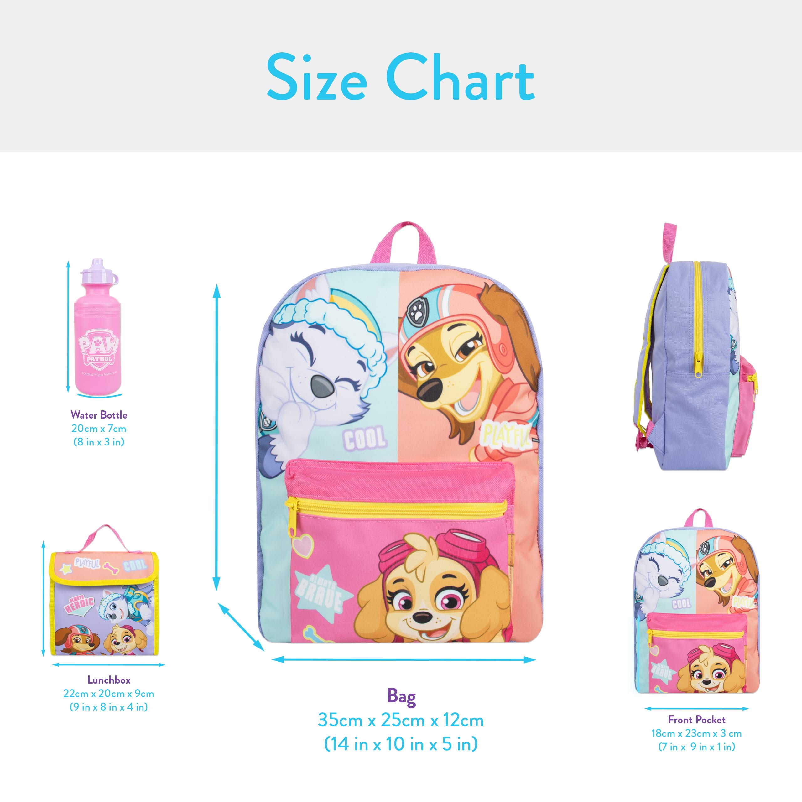 Paw Patrol Sac à Dos Sac à Dos pour Fille Everest, Liberty et Skye | Cartable Fille | Sac pour Enfants| Violette Taille Unique