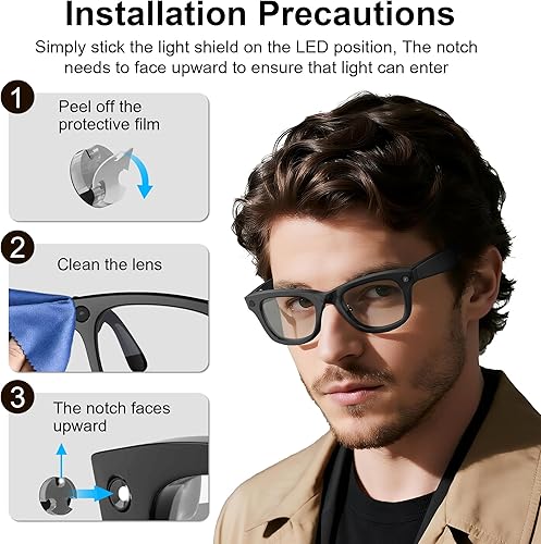 Miniatura 6 de 12 calcomanías de bloqueo de luz LED compatibles con Ray-Ban Meta WayfarerSkylerHeadliner y Oakley Meta HSTN accesorios para lentes inteligentes,