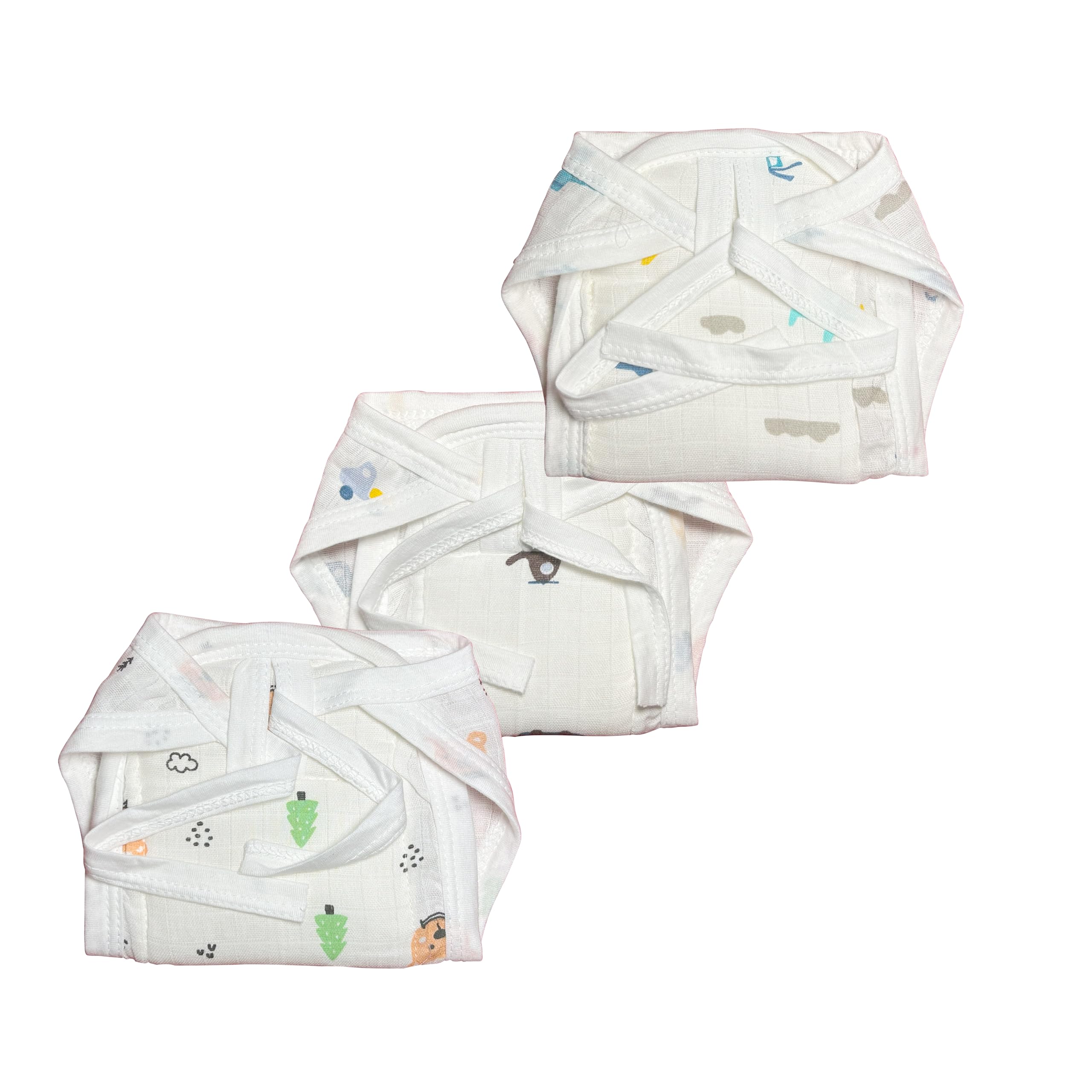 Muslin Langot | Incredibly Soft and Breathable Langot for Baby | Premium Muslin Fabric with Gentle Leg Elastics| No Chemicals | Babies up to 9 kg (Pack Of 3, New Born)-image-23