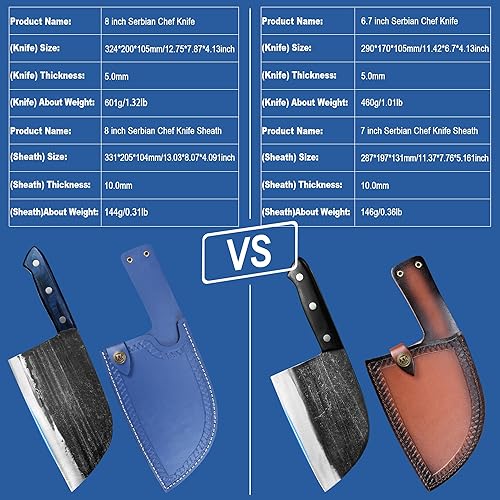 Miniatura 7 de XYJ Auténtico desde 1986, Cuchillos de Carnicero Forjados Antiguos, Cuchillo de Chef Serbio con Funda, Cuchillo Pequeño, Cuchilla China para