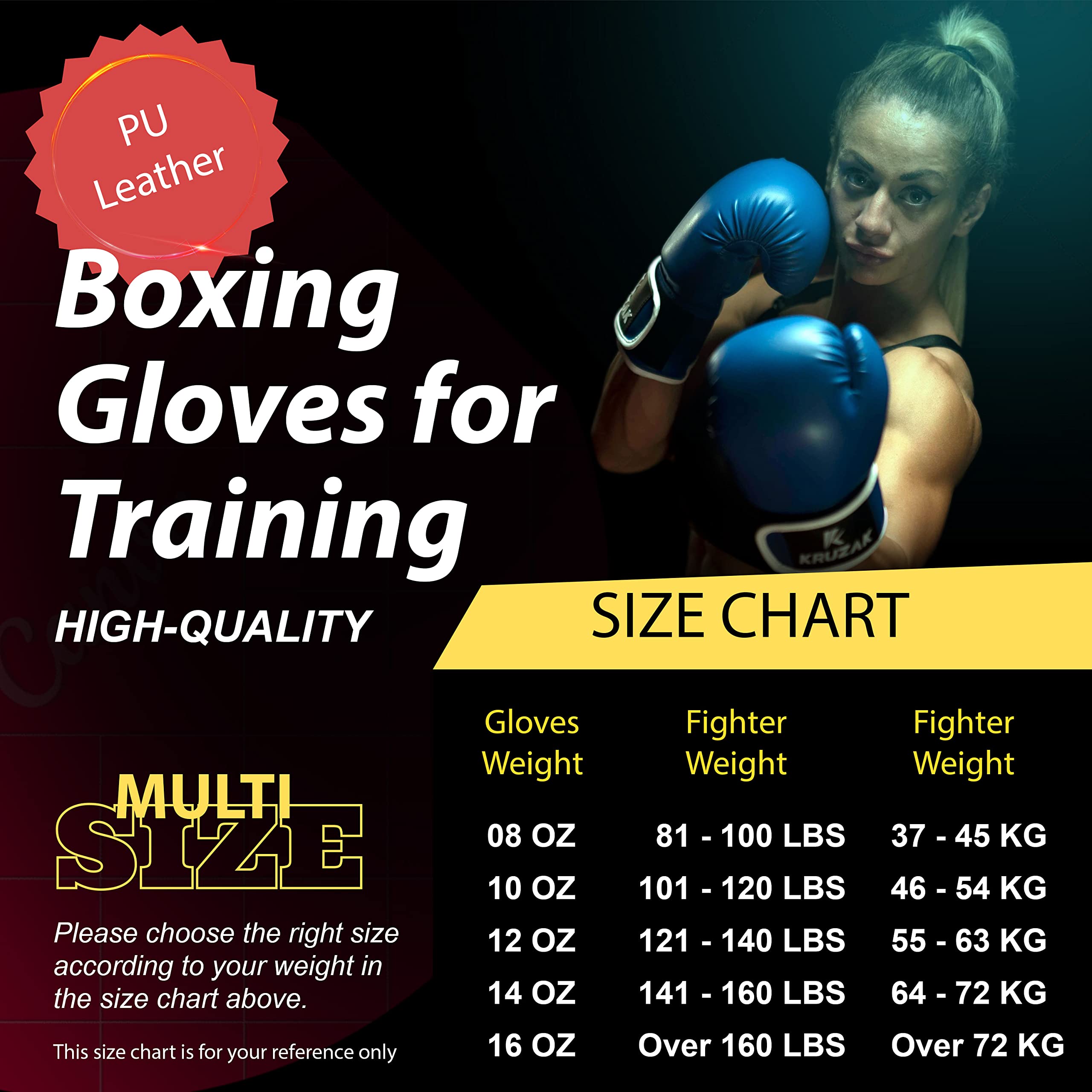 Kruzak Set di guanti da boxe e guanti da boxe per kickboxing e Muay Thai MMA Training - Kit fitness con pastiglie per arti marziali e karate (blu, 226,8 g)