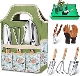Kynup 7 Pcs Garden Tools Set, Stainless Steel Garden Tools with Carry Bag for Garden Tools, Heavy Duty Rustproof for Flowe...