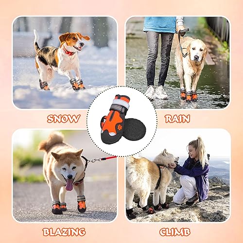Miniatura 6 de Zapatos para perro, zapatos FISHOAKY para perros grandes, botas antideslizantes para perros y protectores de patas para pavimento caliente de