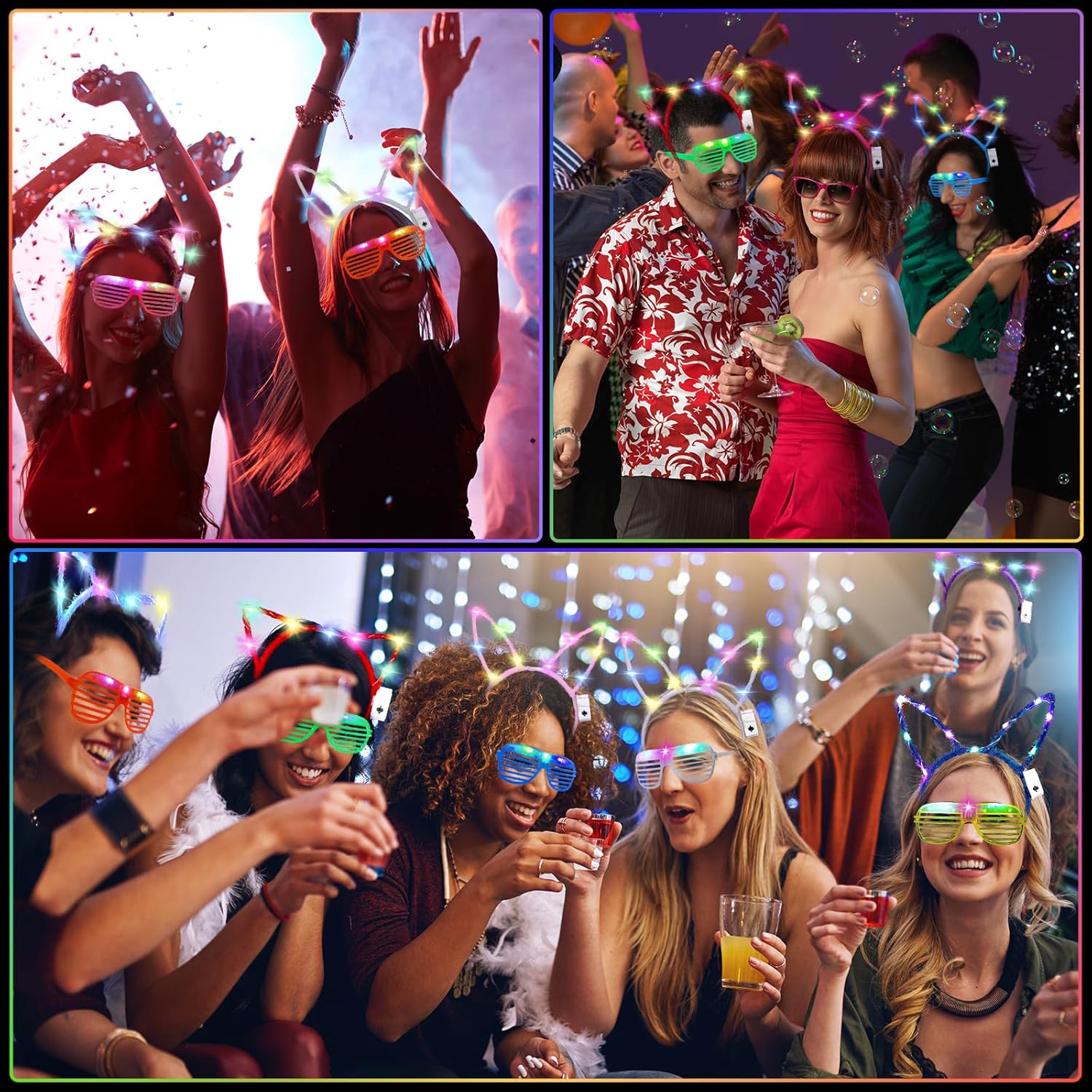 Honoson Light Up Glasses LED Cats Headband Rabbit Headband for Adults Party Favor Packs