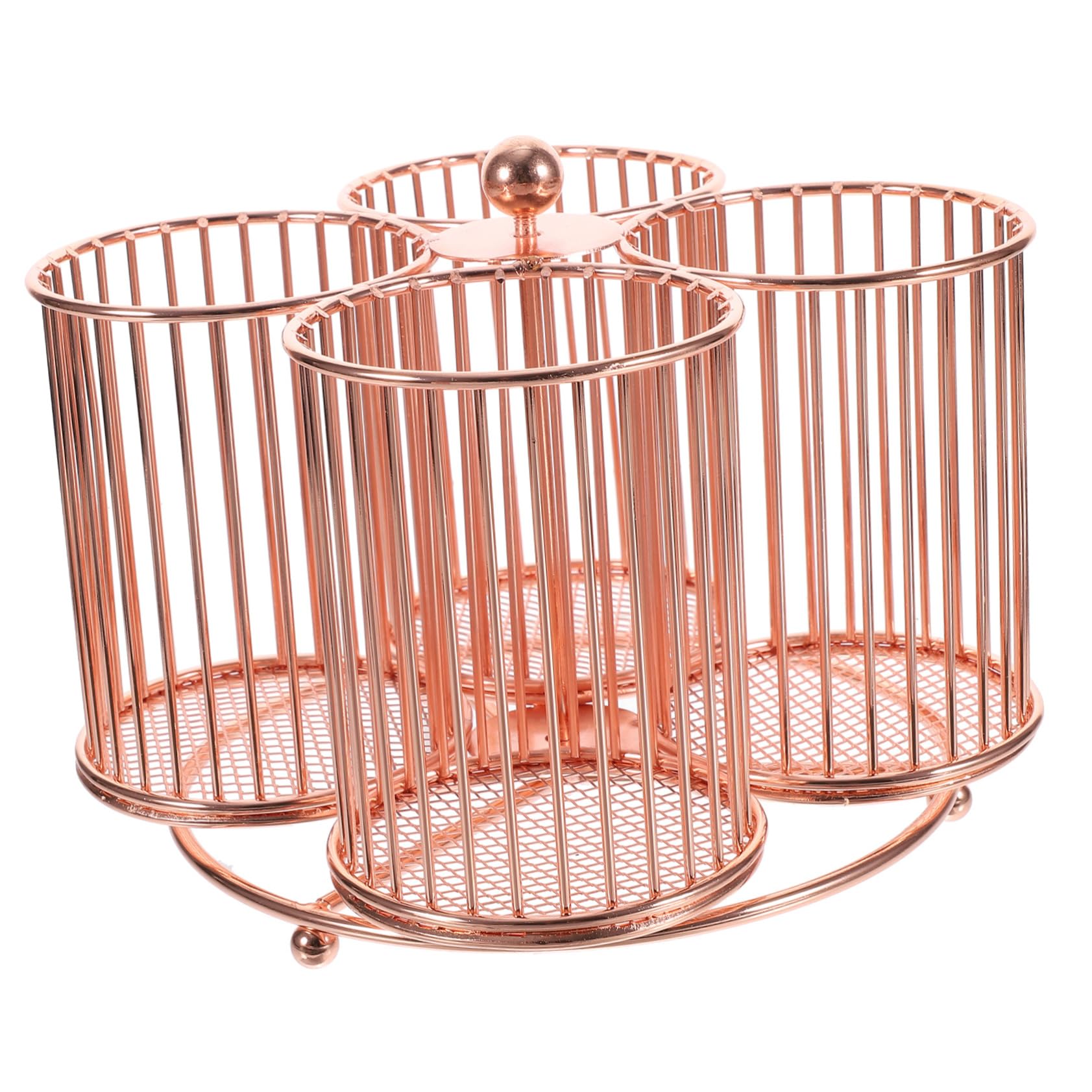 Portapenne Rotante in Metallo Rosa Resistente Organizer Per Cancelleria e Trucco Da Scrivania Contenitore Multifunzionale Con Scomparti Per Pennelli e Matite Accesso Facile e Strut