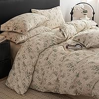 Vista 19 de 3 piezas de juego de funda de edredón tamaño individual XL, funda de edredón blanca con estampado floral azul, ropa de cama coquette de algodón