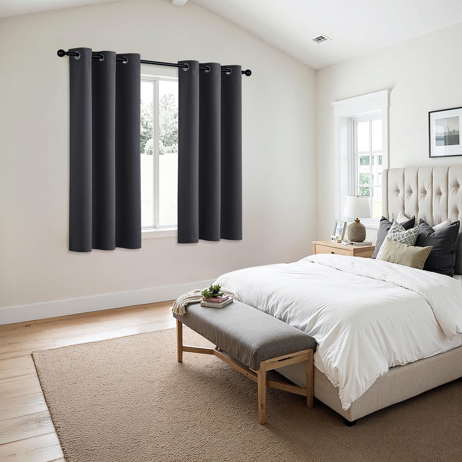 Best Bedroom Curtains 2026: Blackout & Sheer Picks 2 MIULEE Blackout Curtains for Bedroom 2 Panels 40 x 63 Inch Long Dark Grey — product photo