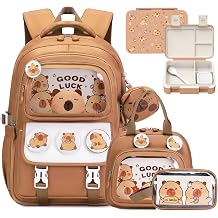 4PCS Capybara Backpack for Girls with Bento Box