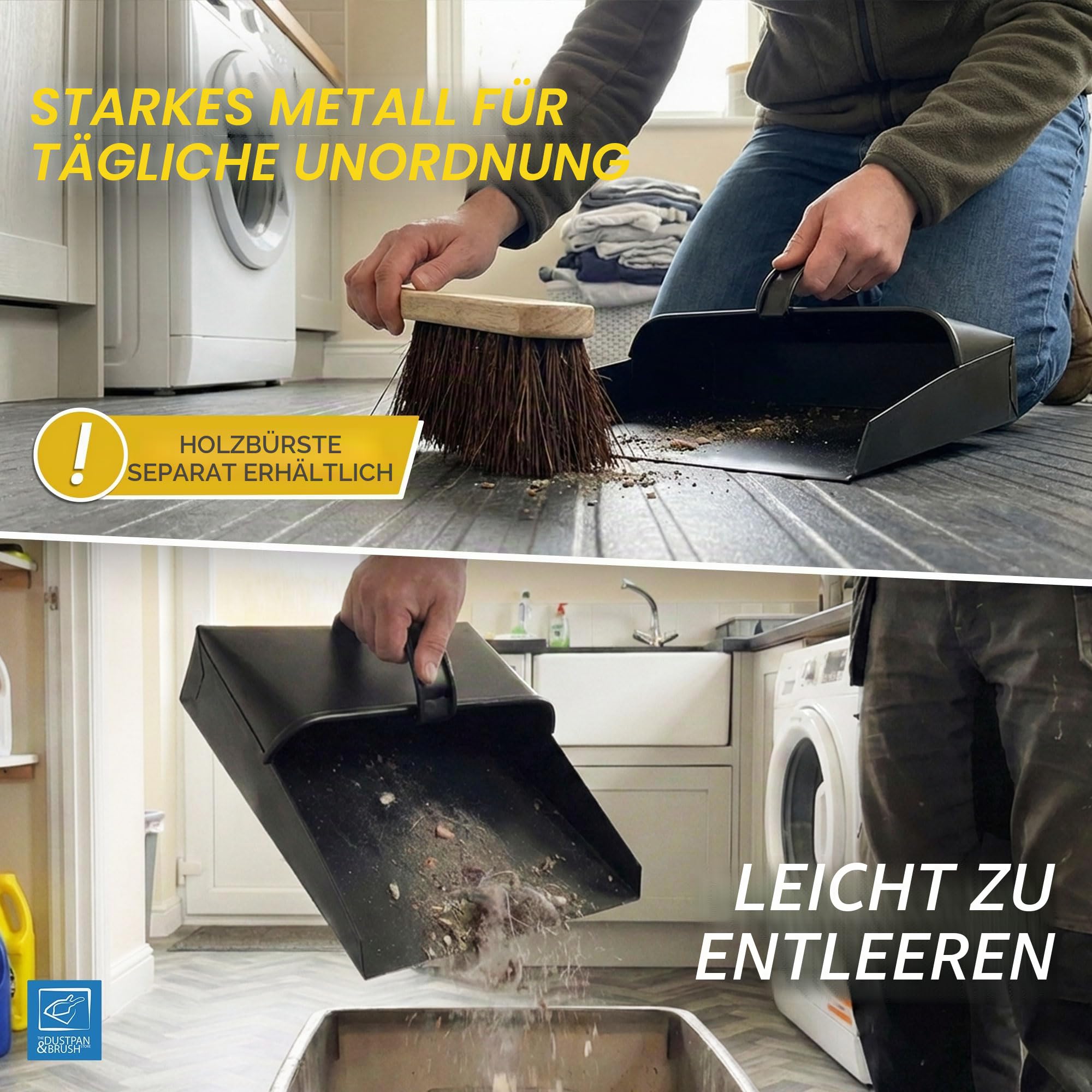 Traditionelles großes Metall-Kehrblech mit Haube und Griff - Handschaufel eignet Sich für Heißabfälle - 12 Zoll / 310mm breit von The Dustpan und Brush Store