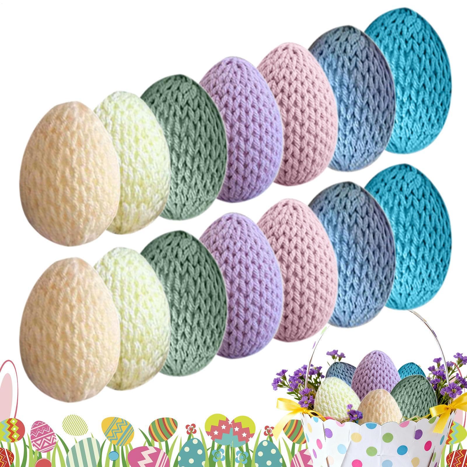 Guirnalda de primavera con huevos de Pascua artesanales de crochet para colgar en casa